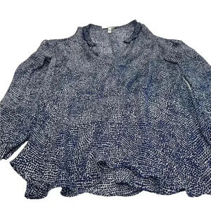 Derek Lam women’s blue & white silk blouse cold shoulders size 8